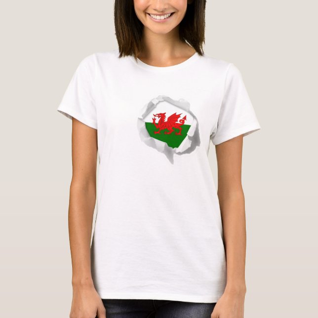 Flagge von wahre Farbwaliser-Stolz Wales zerrissen T-Shirt (Vorderseite)