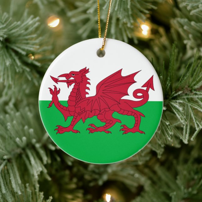 Flagge von Wales (Cymru) Keramik Ornament (Baum)