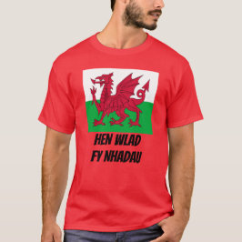 Flagge von Wales und von Waliser-Text Henne Wlad T-Shirt