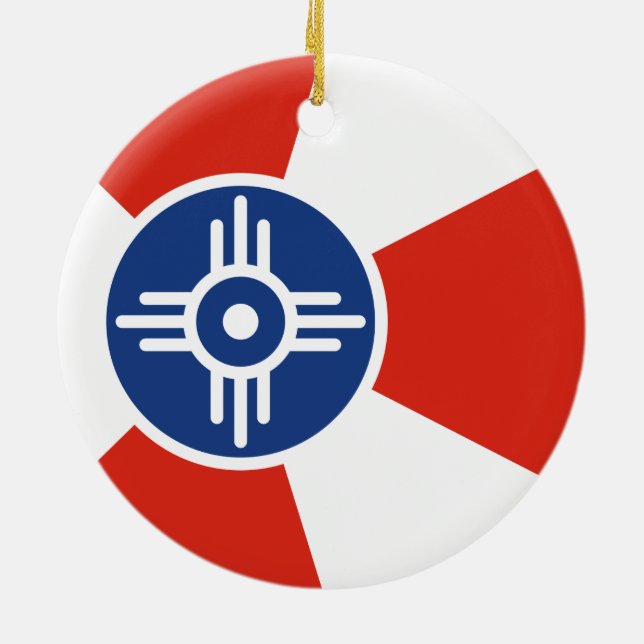 Flagge von Wichita (Kansas, USA) Keramik Ornament (Hinten)