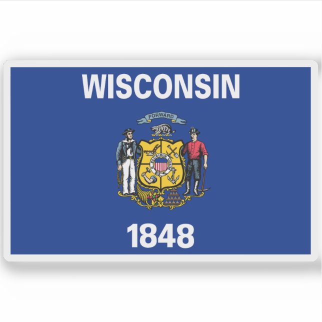 Flagge von Wisconsin Aufkleber (Vorderseite)