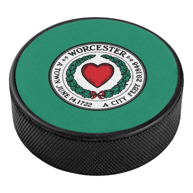 Flagge von Worcester, Massachusetts Hockey Puck (3/4)