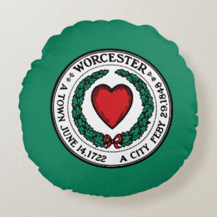 Flagge von Worcester, Massachusetts Round Kissen