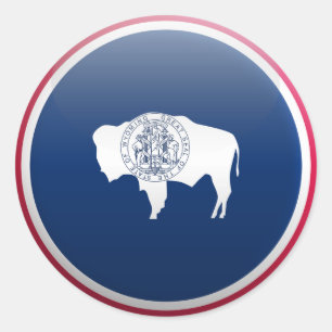 Flagge von Wyoming Runder Aufkleber