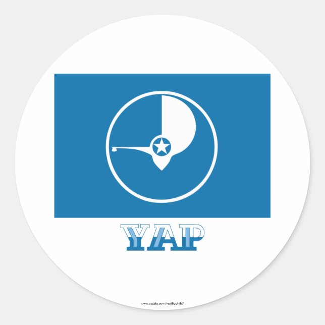 Flagge von Yap, mit Namen Runder Aufkleber (Vorderseite)