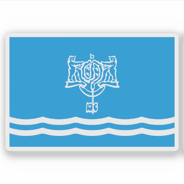 Flagge von Yuzhno-Sakhalinsk (Oblast Sakhalin), Ja Aufkleber (Vorderseite)
