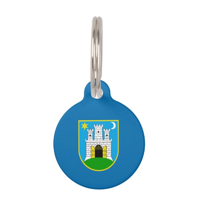 Flagge von Zagreb, Kroatien Haustiermarke (Vorderseite)