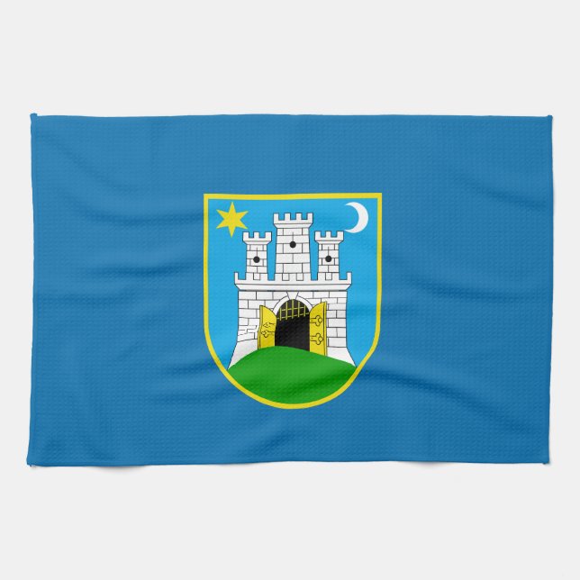 Flagge von Zagreb, Kroatien Küchentuch (Horizontal)