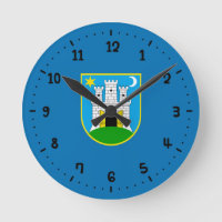 Flagge von Zagreb, Kroatien Quadratische Wanduhr