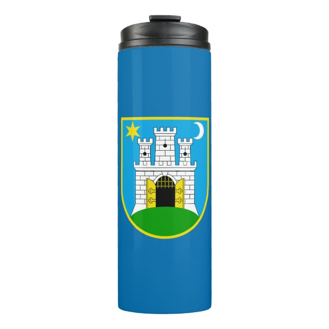Flagge von Zagreb, Kroatien: Thermal Tumbler Thermosbecher (Vorderseite)