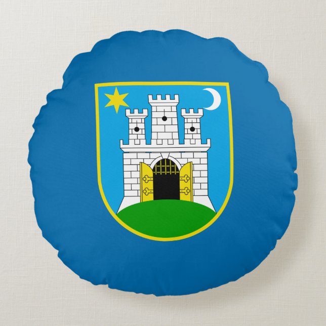 Flagge von Zagreb, Kroatische Rundkissenflagge Rundes Kissen (Vorderseite)