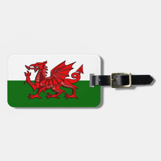 Flagge Wales - Walisischer Red Dragon Gepäckmarke Gepäckanhänger (Vorderseite horizontal)