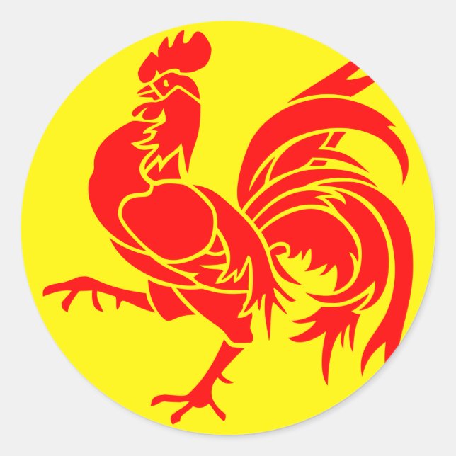 Flagge Walloniens (Belgien) Runder Aufkleber (Vorderseite)