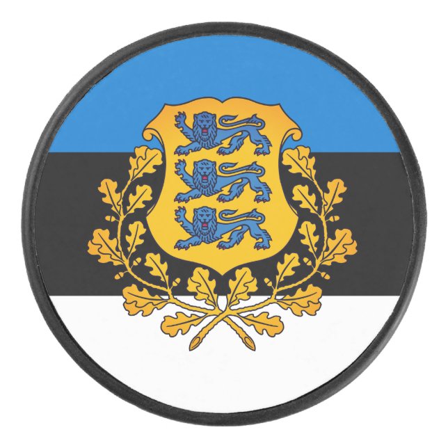 Flagge/Wappen Estlands Eishockey Puck (Vorderseite)