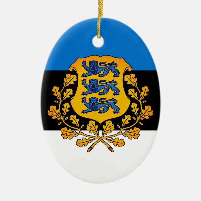 Flagge/Wappen Estlands Keramik Ornament (Vorne)