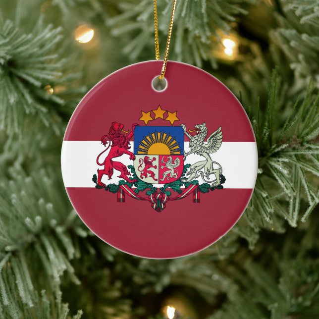 Flagge/Wappen Lettlands Keramik Ornament (Baum)