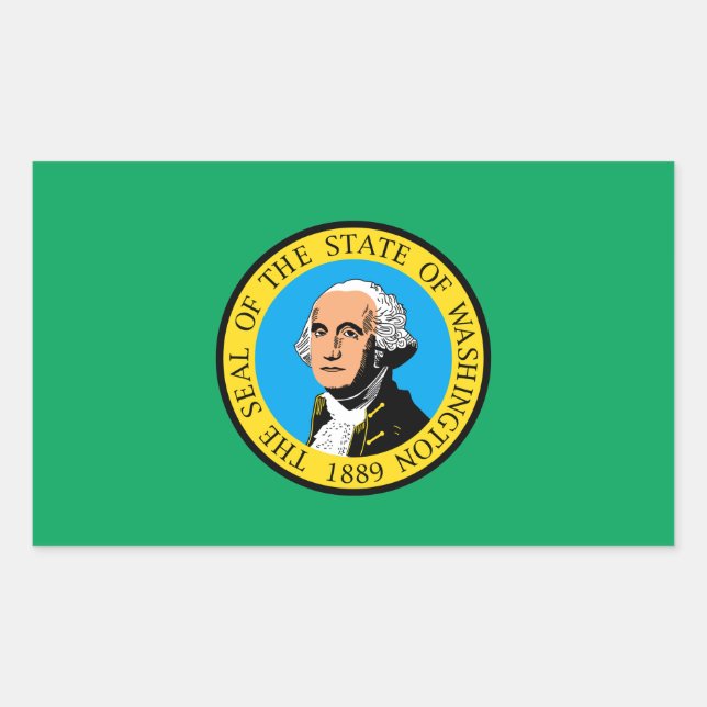 Flagge Washington Rechteckiger Aufkleber (Vorderseite)