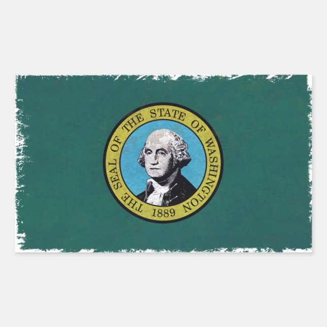 Flagge Washington Rechteckiger Aufkleber (Vorderseite)