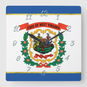 Flagge West Virginia Quadratische Wanduhr