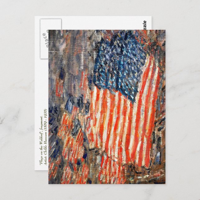 "Flaggen auf dem Waldorf" von Childe Hassam Postkarte (Vorne/Hinten)