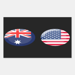 Flaggen Australiens und der USA Rechteckiger Aufkleber