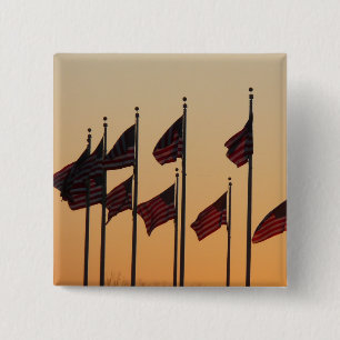 Flaggen bei Sonnenuntergang Amerikanisch Patriotis Button