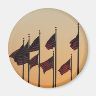 Flaggen bei Sonnenuntergang Amerikanisch Patriotis Magnet