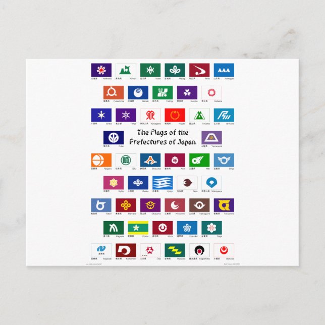 Flaggen der japanischen Präfekturen Postkarte (Vorderseite)