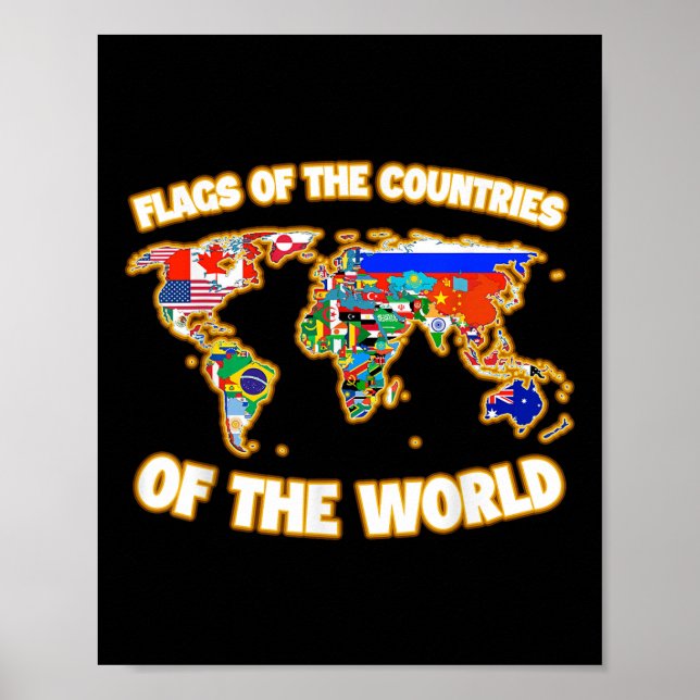 Flaggen der Länder der Weltkarte Poster (Vorne)