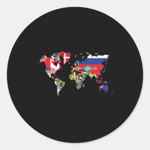 Flaggen der Länder der Weltkarte Runder Aufkleber