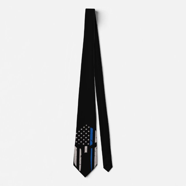 Flaggen der Spartan Helmet Blue Line Krawatte (Vorderseite)