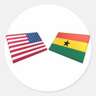 Flaggen der USA und Ghana Runder Aufkleber