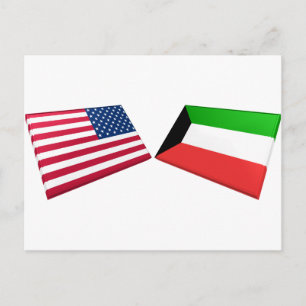 Flaggen der USA und Kuwait Postkarte