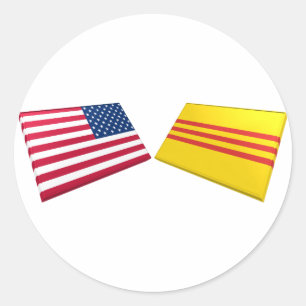 Flaggen der USA und Vietnams (Südvietnam) Runder Aufkleber