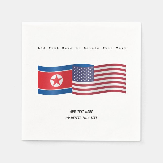 Flaggen der Vereinigten Staaten und Nordkorea: Hin Serviette (Vorderseite)