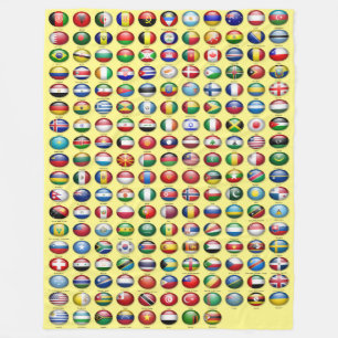 Flaggen der Welt auf gelbem Hintergrund Fleecedecke