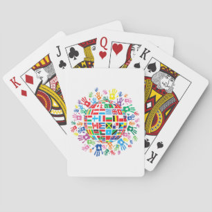 Flaggen der Welt mit farbigen Handdrucken Spielkarten