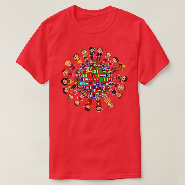 Flaggen des World Cultural Diversity Kinder um sic T-Shirt (Design vorne)