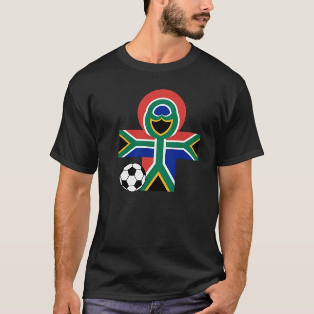 Flaggen-Fußball-Fußball dunkle T Südafrikas T-Shirt (Vorderseite)