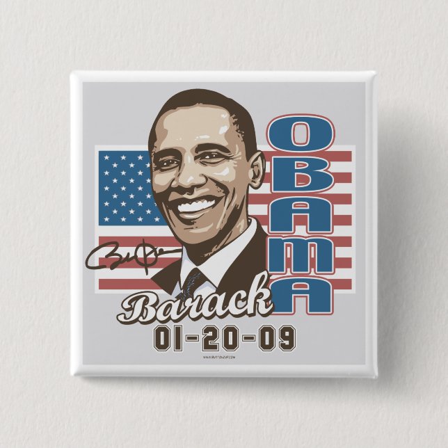 Flaggen-Gang Obama-Einweihungs-2009 Button (Vorderseite)