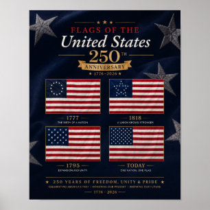 Flaggen Geschichte USA 250. Jahrestag Poster