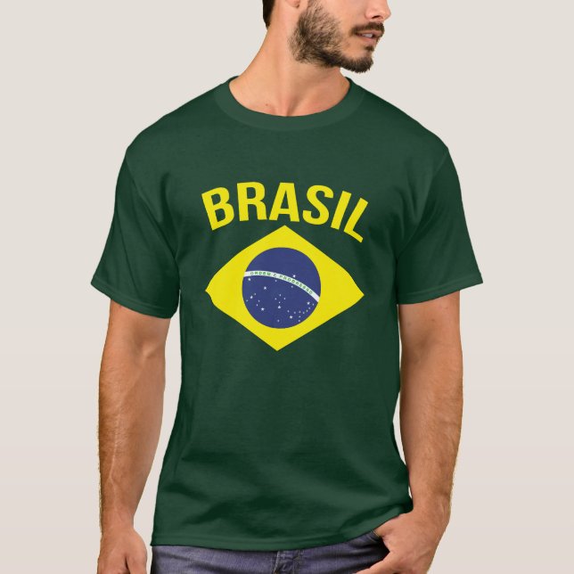 Flaggen-Grün-T - Shirt Brasiliens einfacher (Vorderseite)