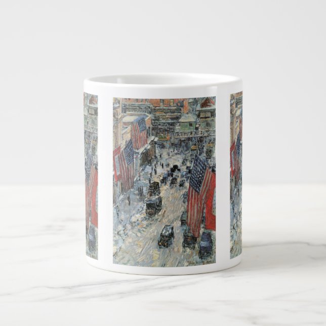 Flaggen in der 57th Street von Frederick Childe Ha Jumbo-Tasse (Vorderseite)