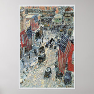 Flaggen in der 57th Street von Frederick Childe Ha Poster