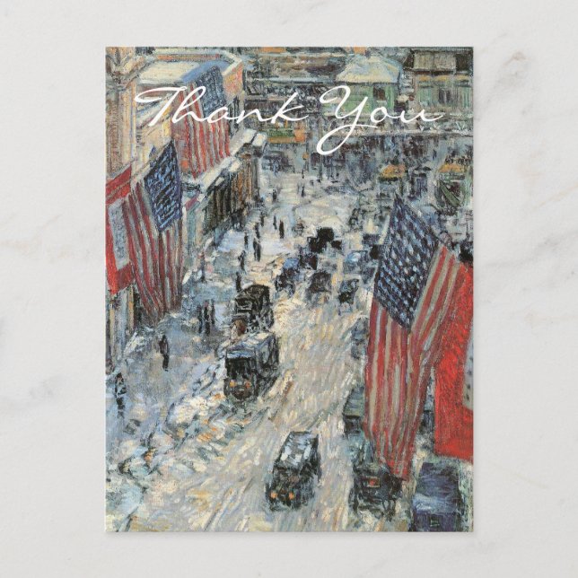Flaggen in der 57th Street von Frederick Childe Ha Postkarte (Vorderseite)