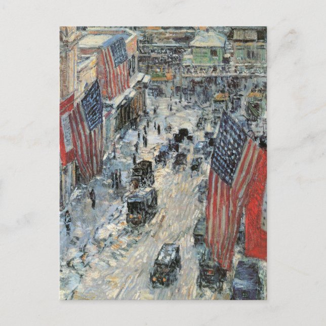 Flaggen in der 57th Street von Frederick Childe Ha Postkarte (Vorderseite)