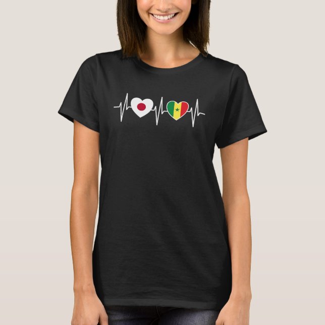 Flaggen Japans und Senegals T-Shirt (Vorderseite)