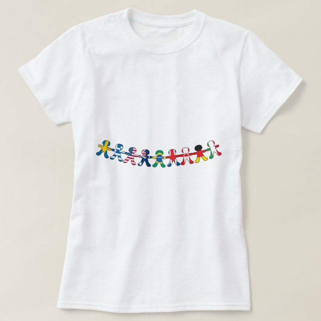 Flaggen-Papierpuppen T-Shirt (Design vorne)