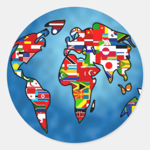 Flaggen-Planet Runder Aufkleber