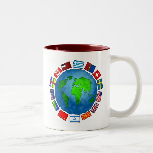Flaggen-Planet Zweifarbige Tasse (Rechts)